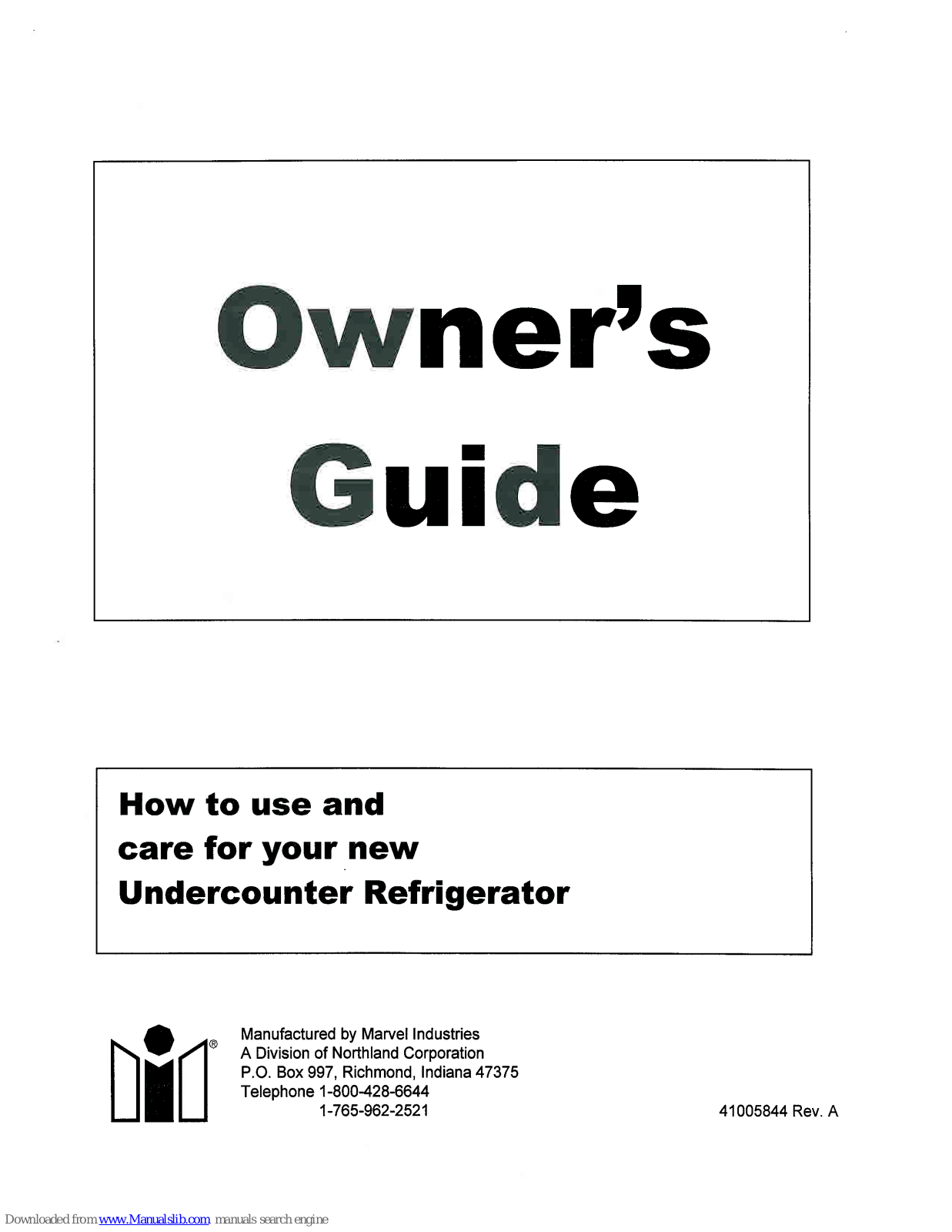 Marvel 3OAR-SS-F Owner's Manual - ManualMachine.com