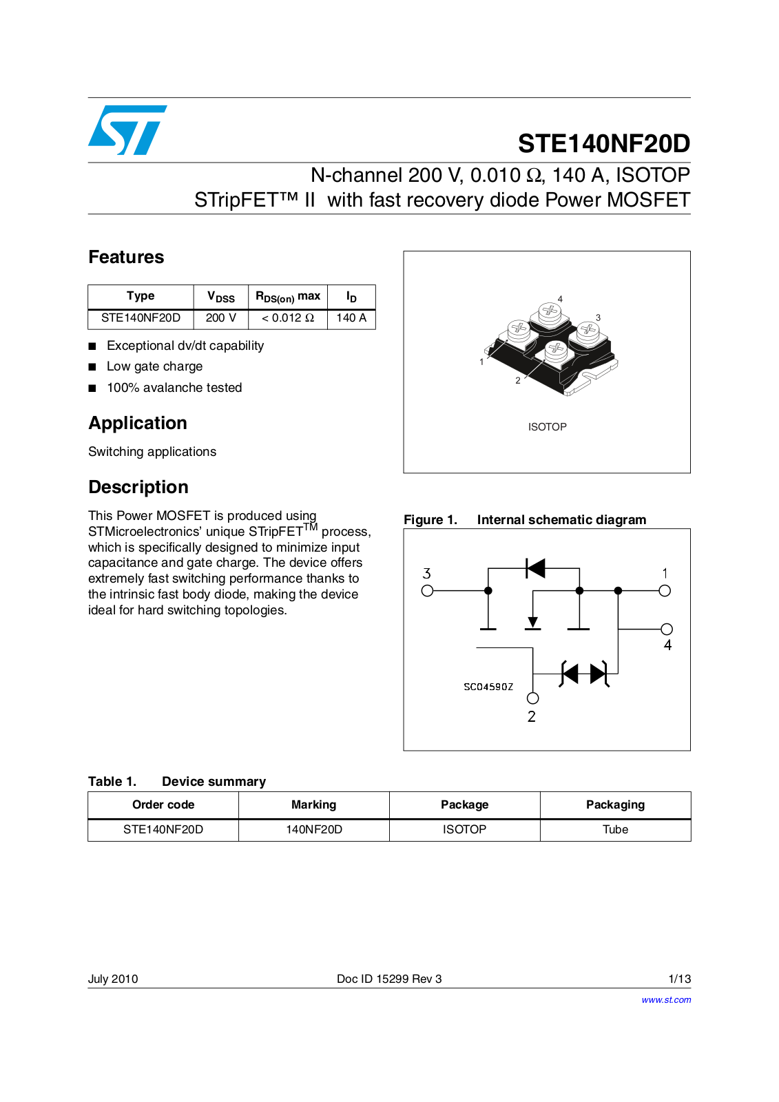 Datasheet ste140nf20d Datasheet - ManualMachine.com