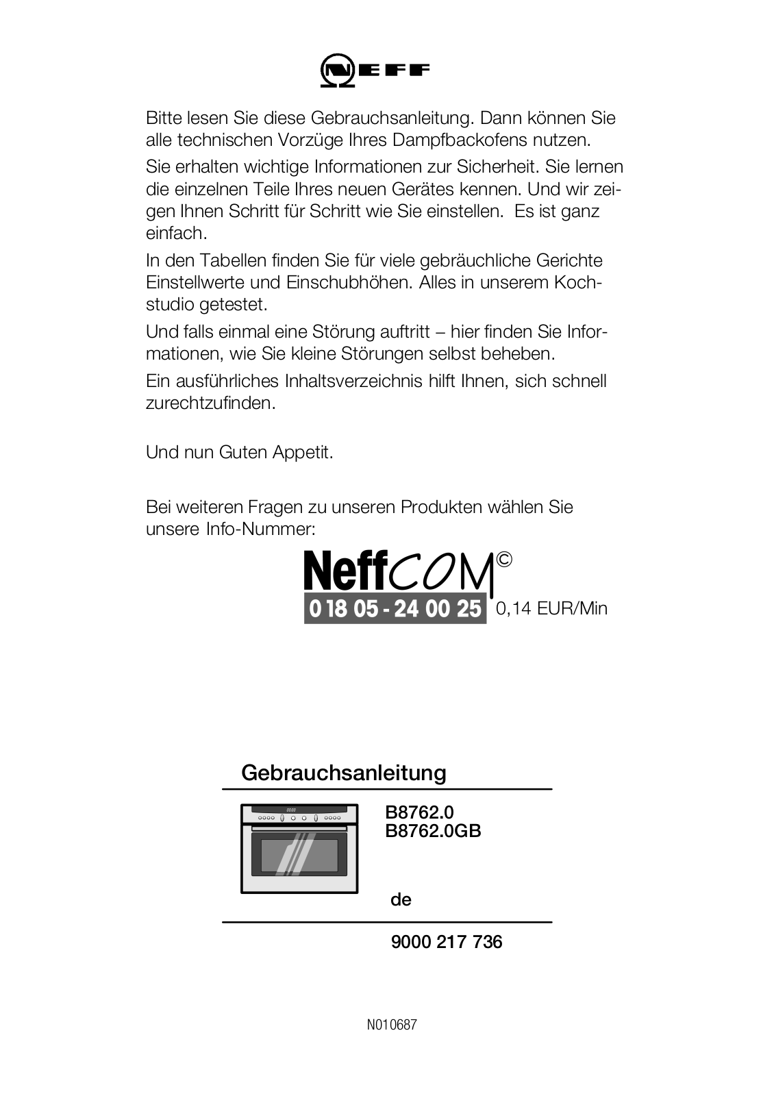 Neff B8762N0, B8762N0GB User Manual