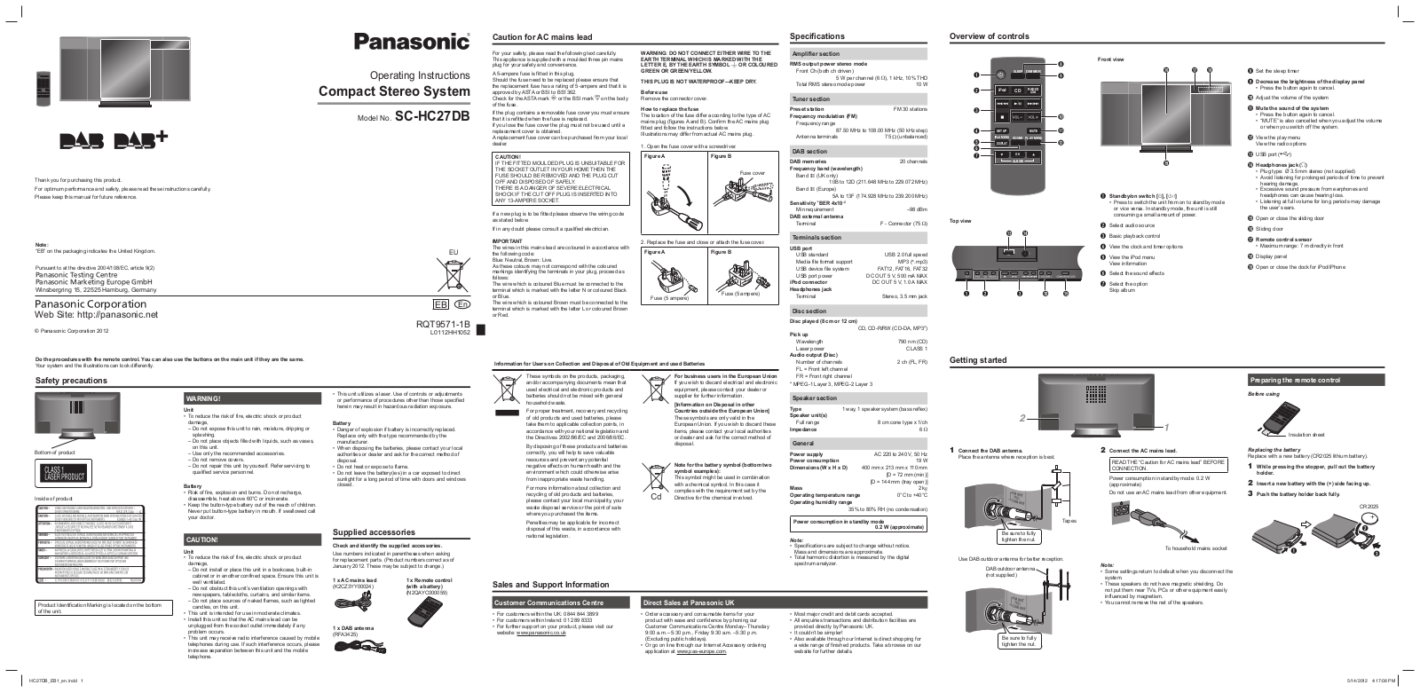 Panasonic SC-HC27DB Operating Instructions