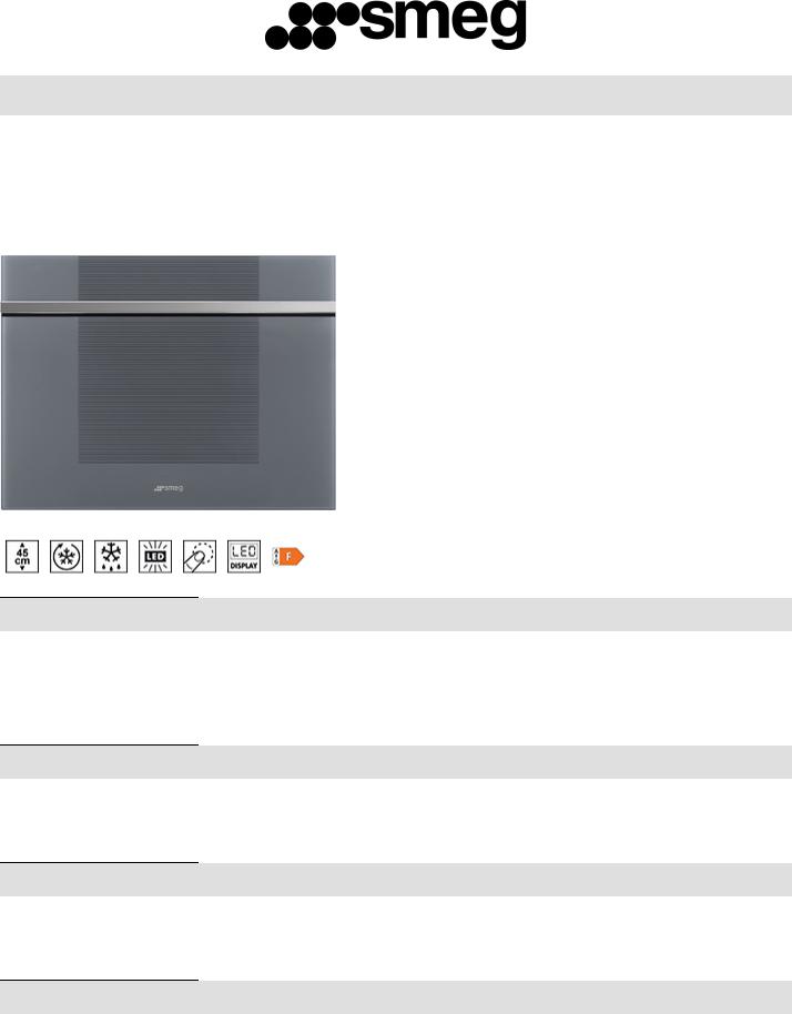 Smeg CVI121S3 Product Information Sheet