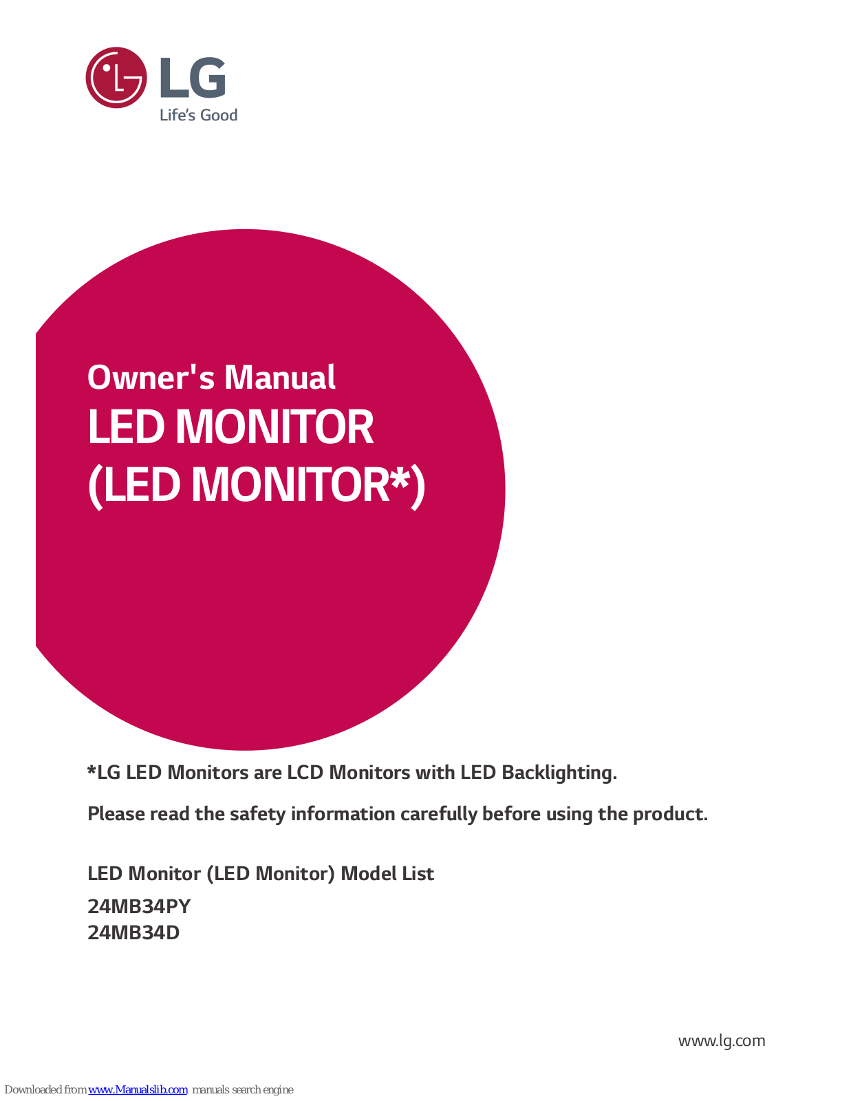 LG 24MB34PY, 24MB34D Owner's Manual