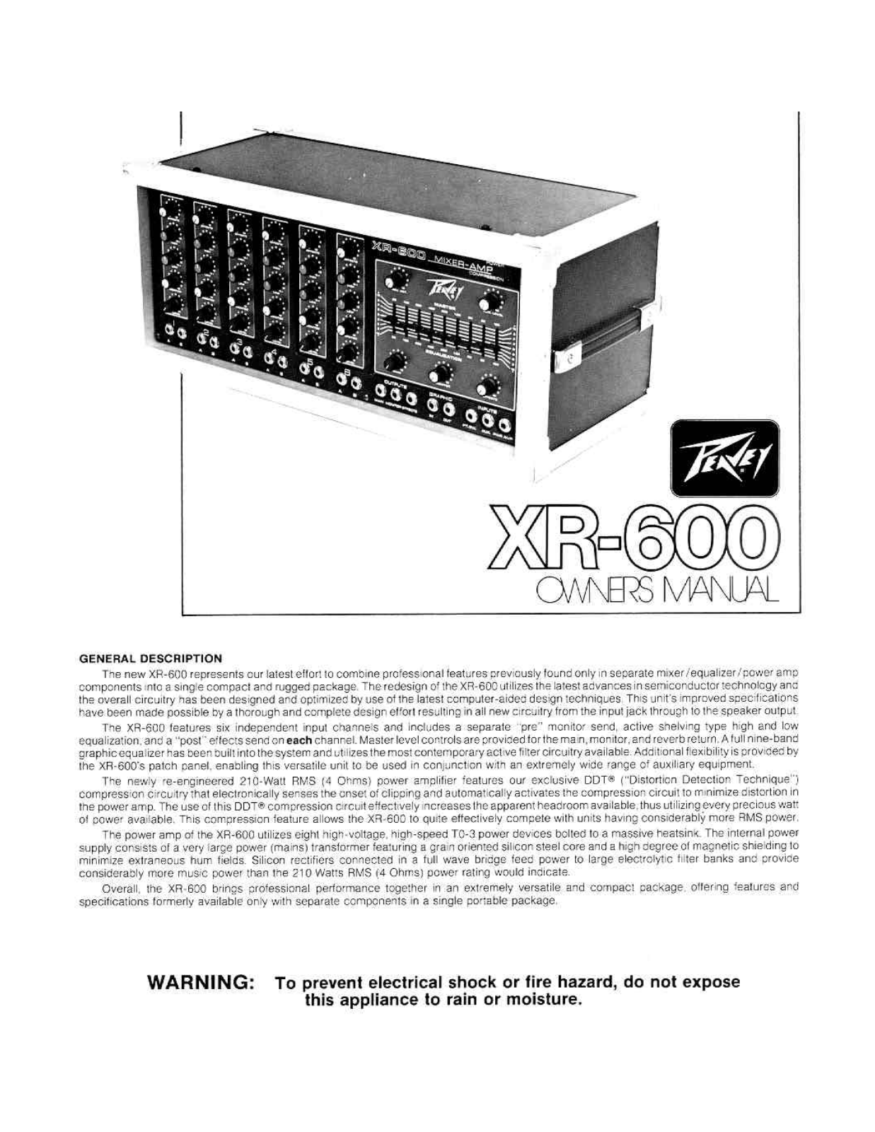 Peavey XR 600 Owners Manual