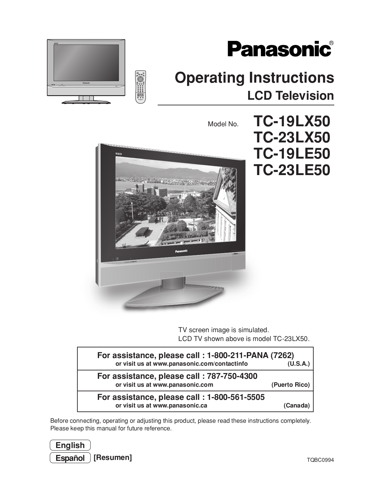 Panasonic TC 19LX50, TC-19LE50 User Manual