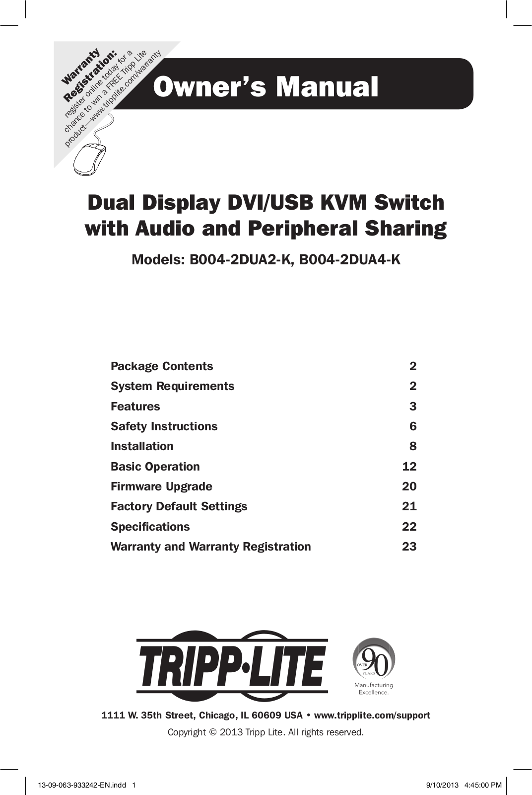 Tripp Lite B004-2DUA4-K, B004-2DUA2-K User Manual