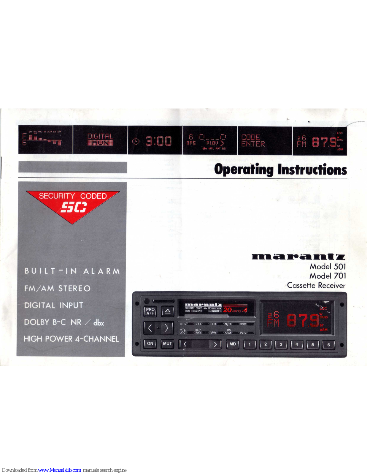 Maraniz 501, 701 Operating Instructions Manual