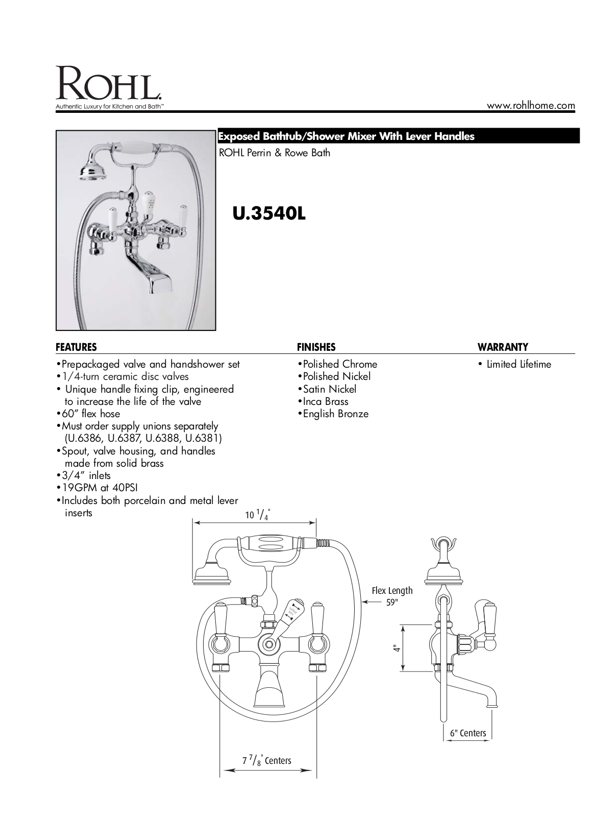 Rohl U3540LAPC User Manual