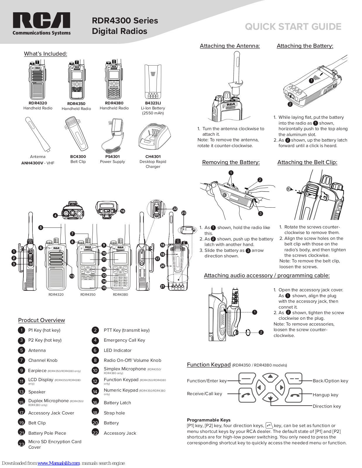 RCA RDR4320, RDR4350, RDR4380 Quick Start Manual