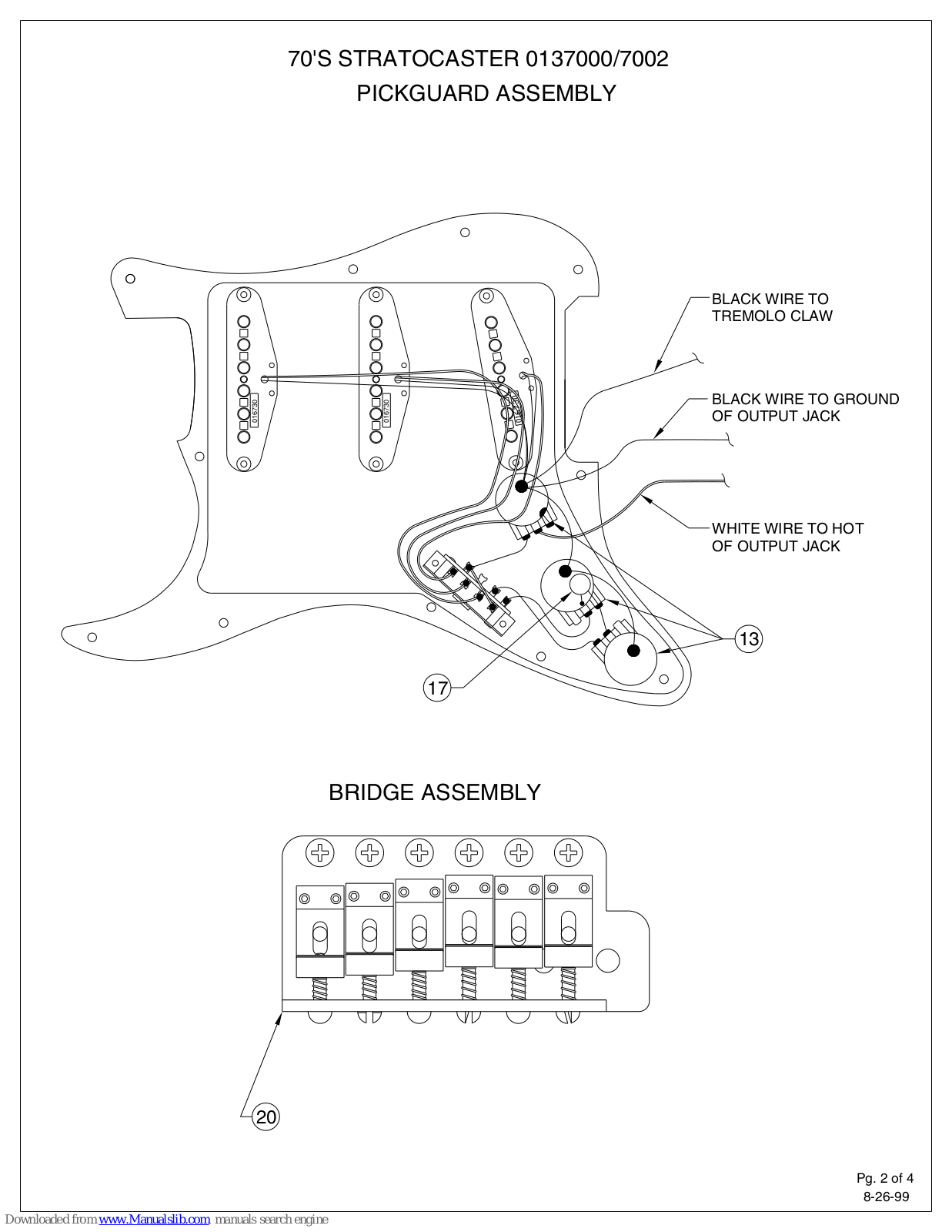 Fender Classic Series 70s Stratocaster, 70'S STRATOCASTER 0137000, 70'S STRATOCASTER 0137002 Assembly