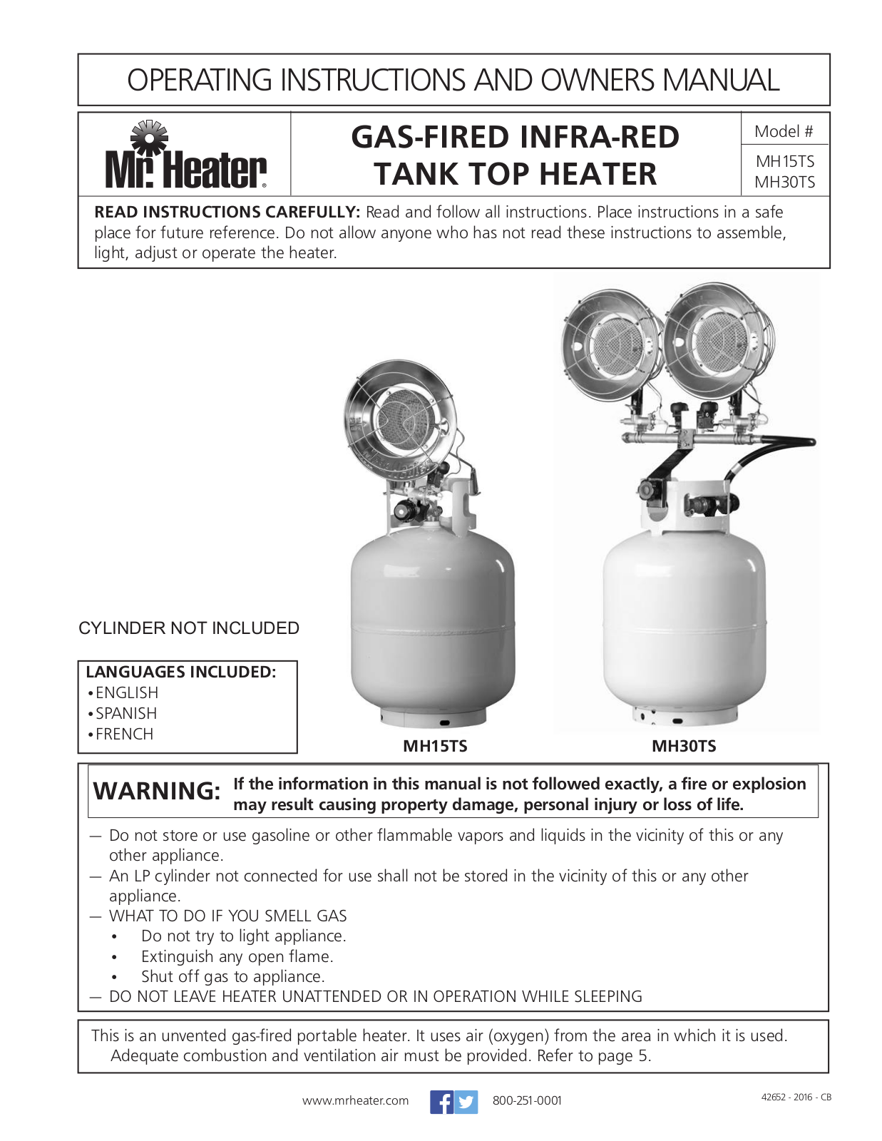 Mr. Heater MH30TS, MH15TS User Manual