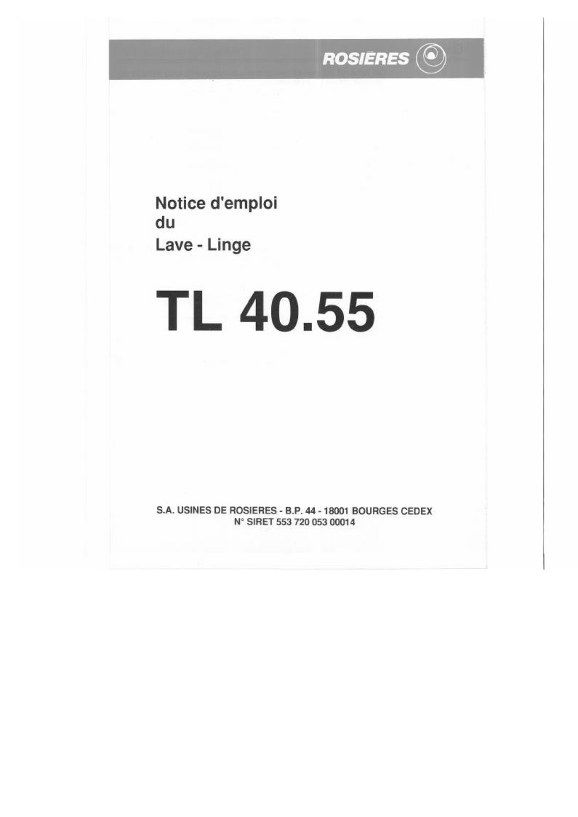 Rosieres TL 40.55 User Manual