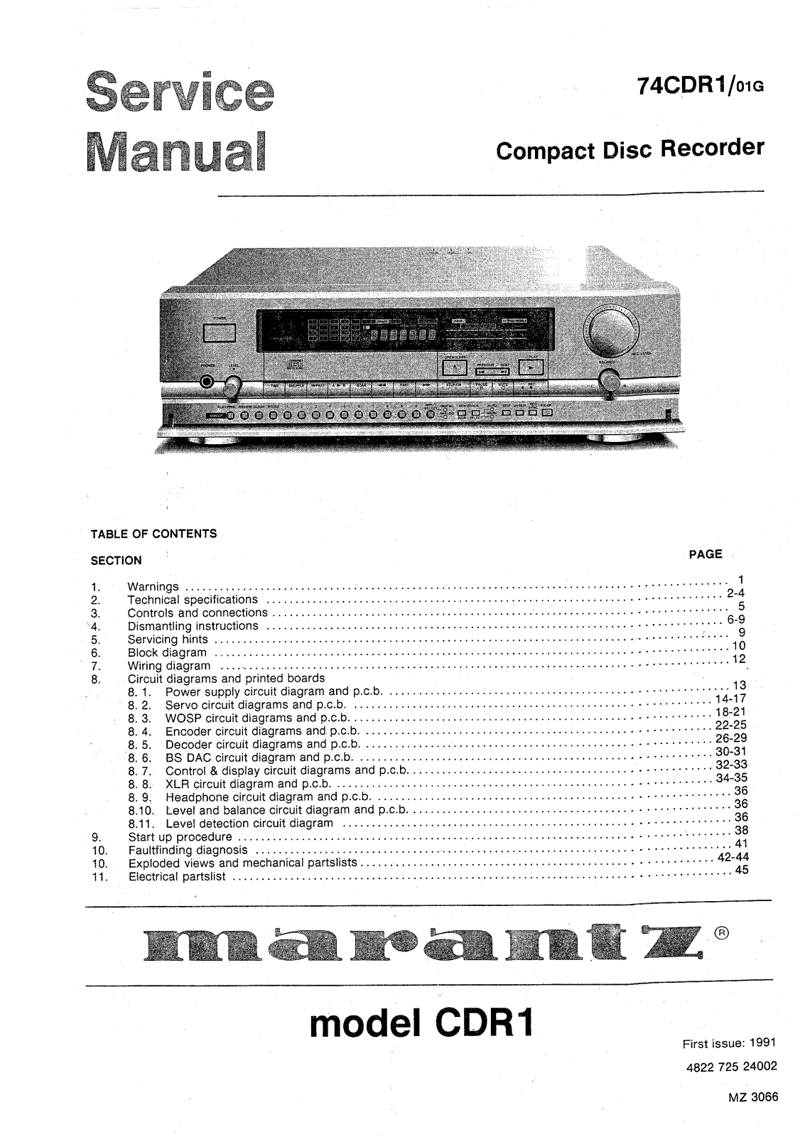 Marantz CDR-1 Service Manual