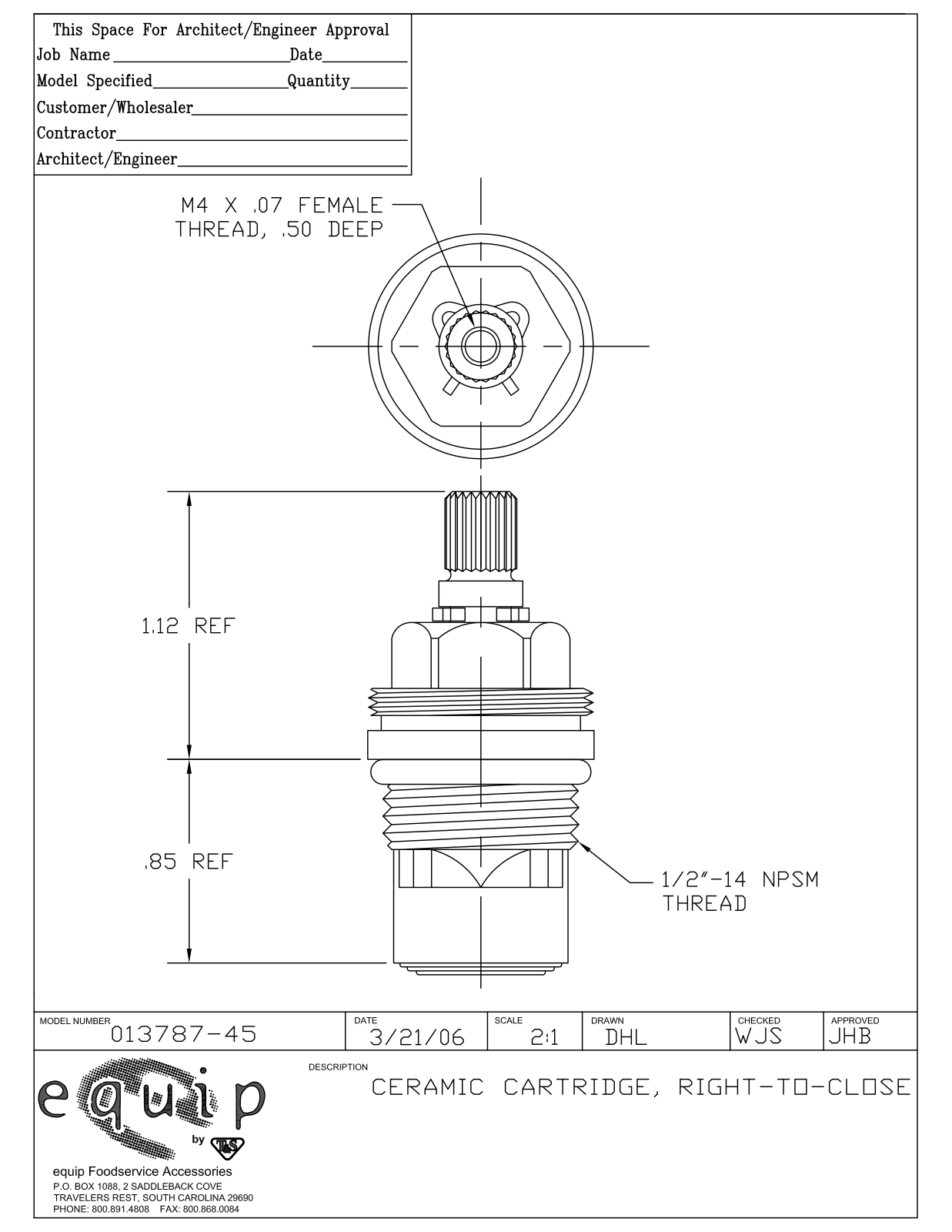 T & S Brass & Bronze Works 013787-45 General Manual