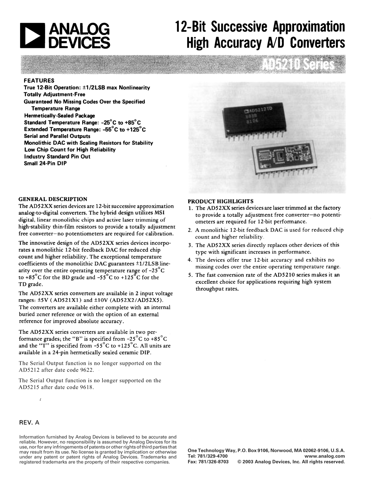 ANALOG DEVICES AD5212 Service Manual