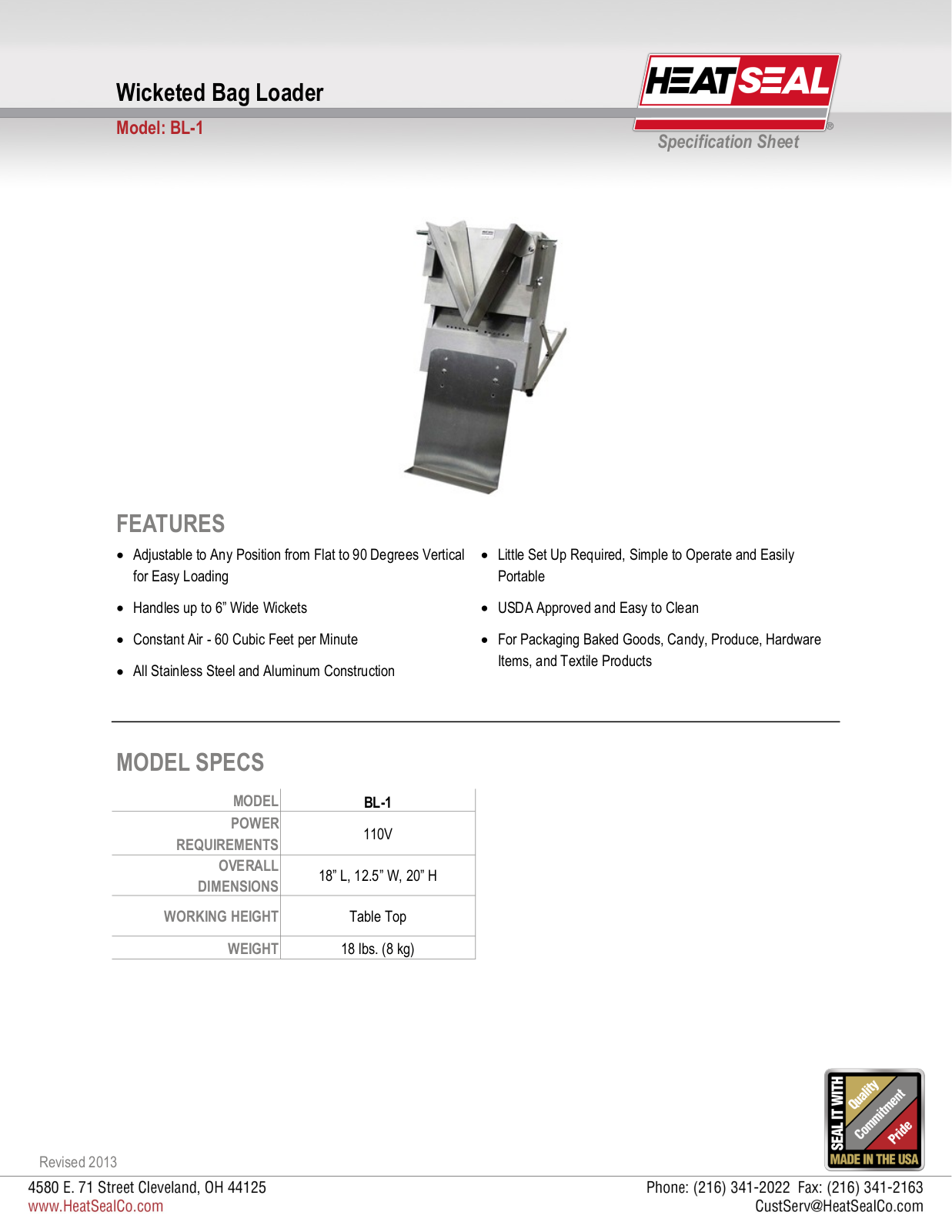 Heat Seal BL-1 User Manual