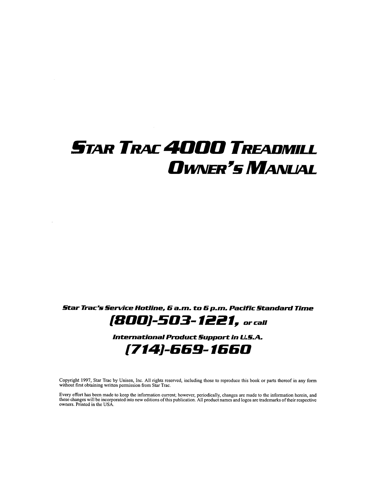 Star Trac 4000 User Manual