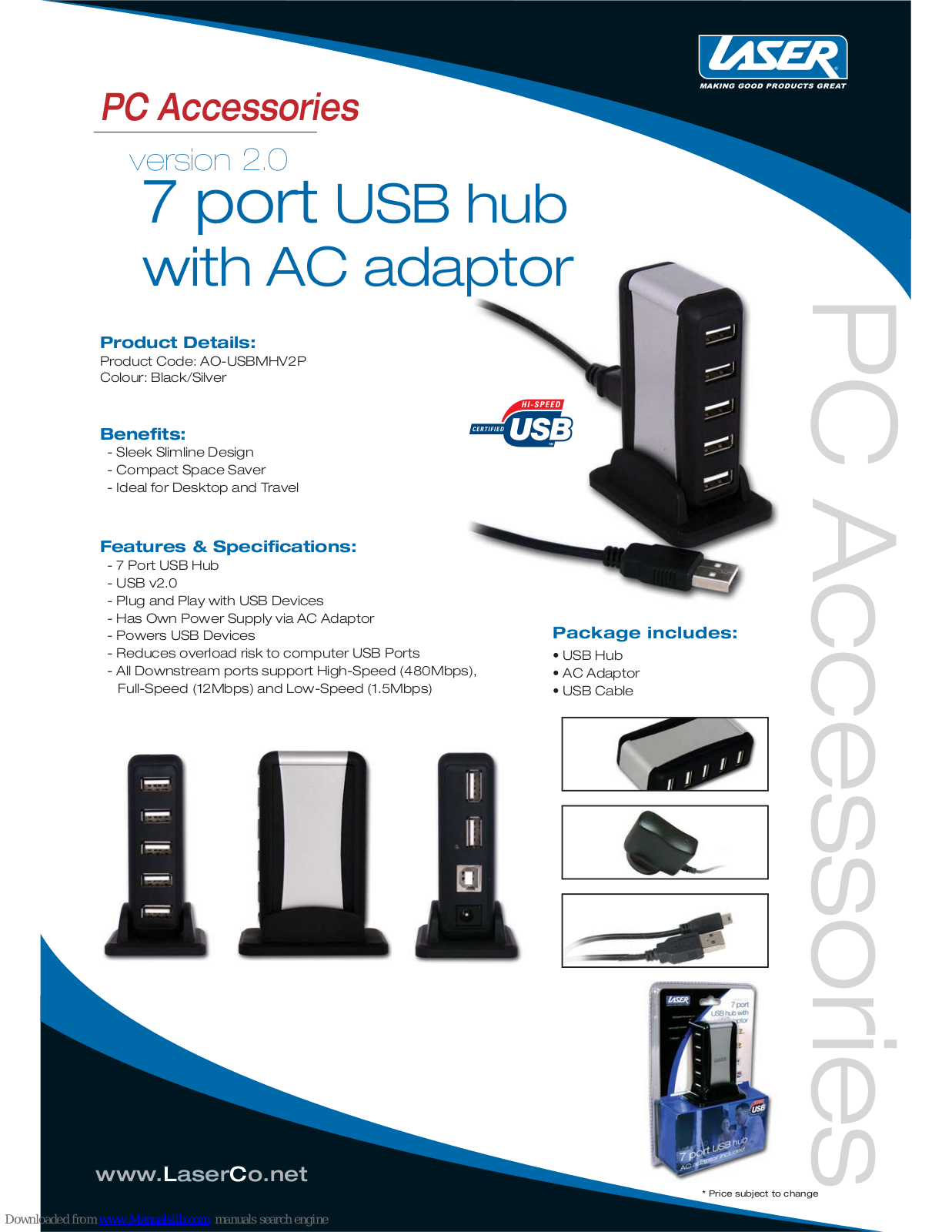 Laser AO-USBMHV2P Specifications - ManualMachine.com