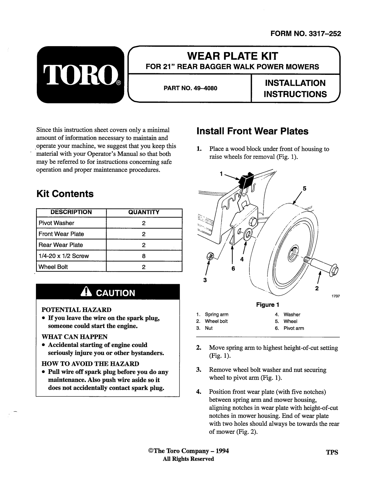 Toro 49-4080 Installation Instructions