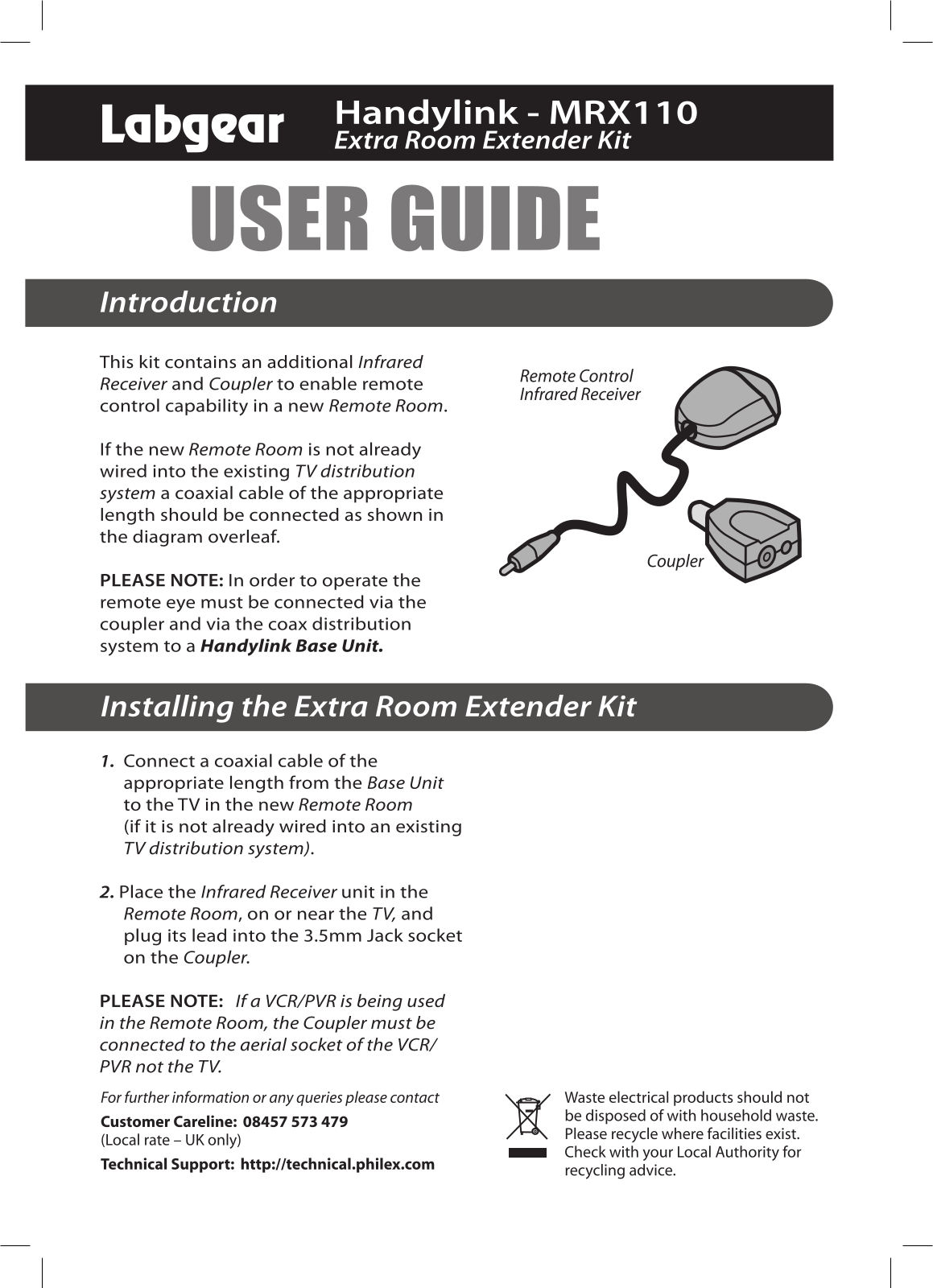 Labgear MRX110 User Manual