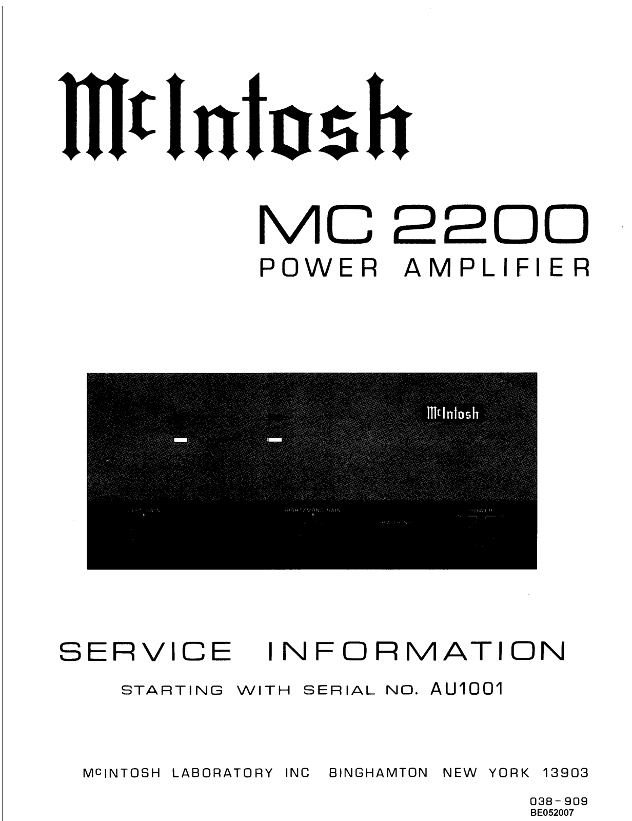 McIntosh MC-2200 Service manual