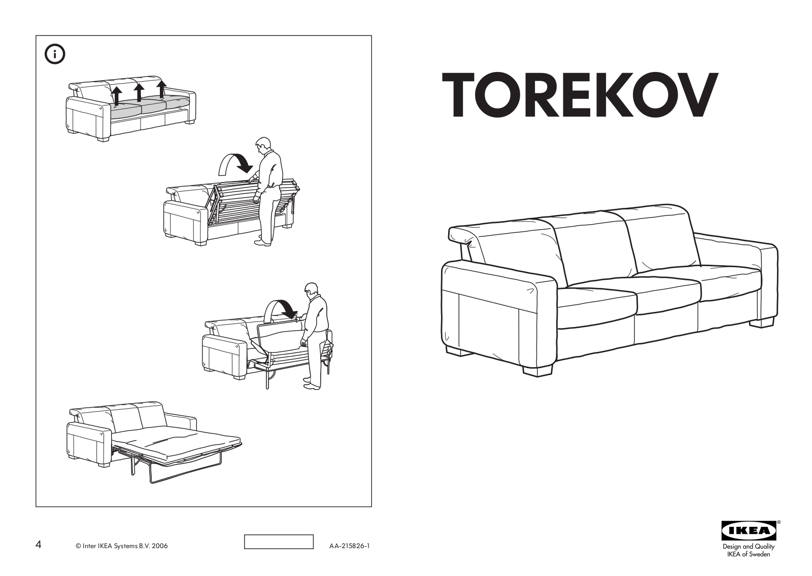 IKEA TOREKOV SOFA BED Assembly Instruction