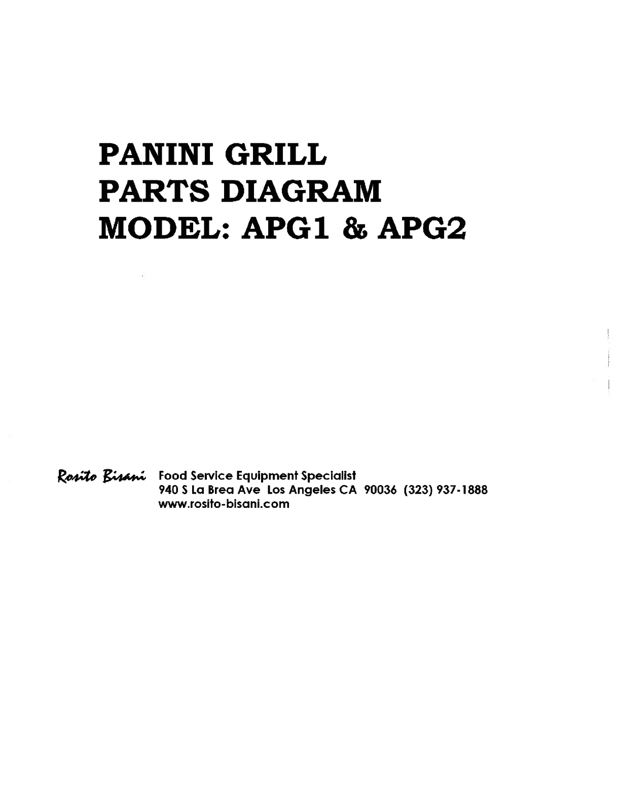 Rosito Basani APG2 Parts List