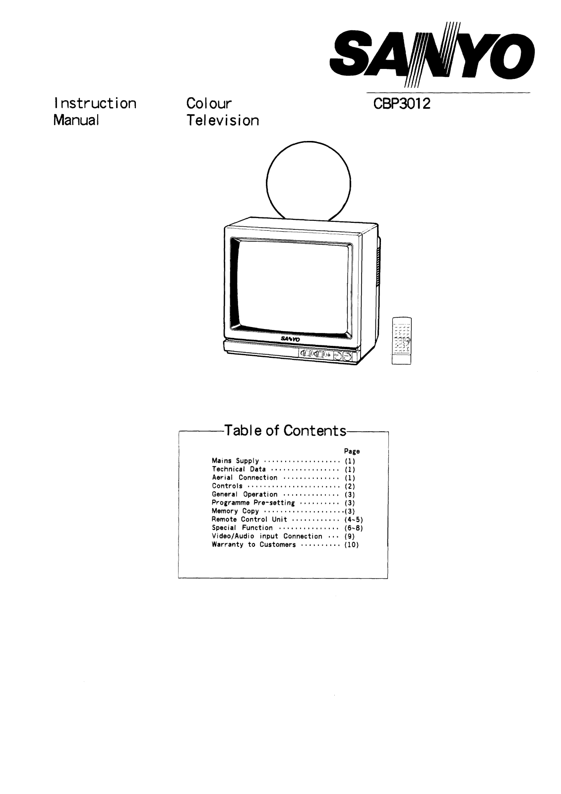 Sanyo CBP3012 Instruction Manual