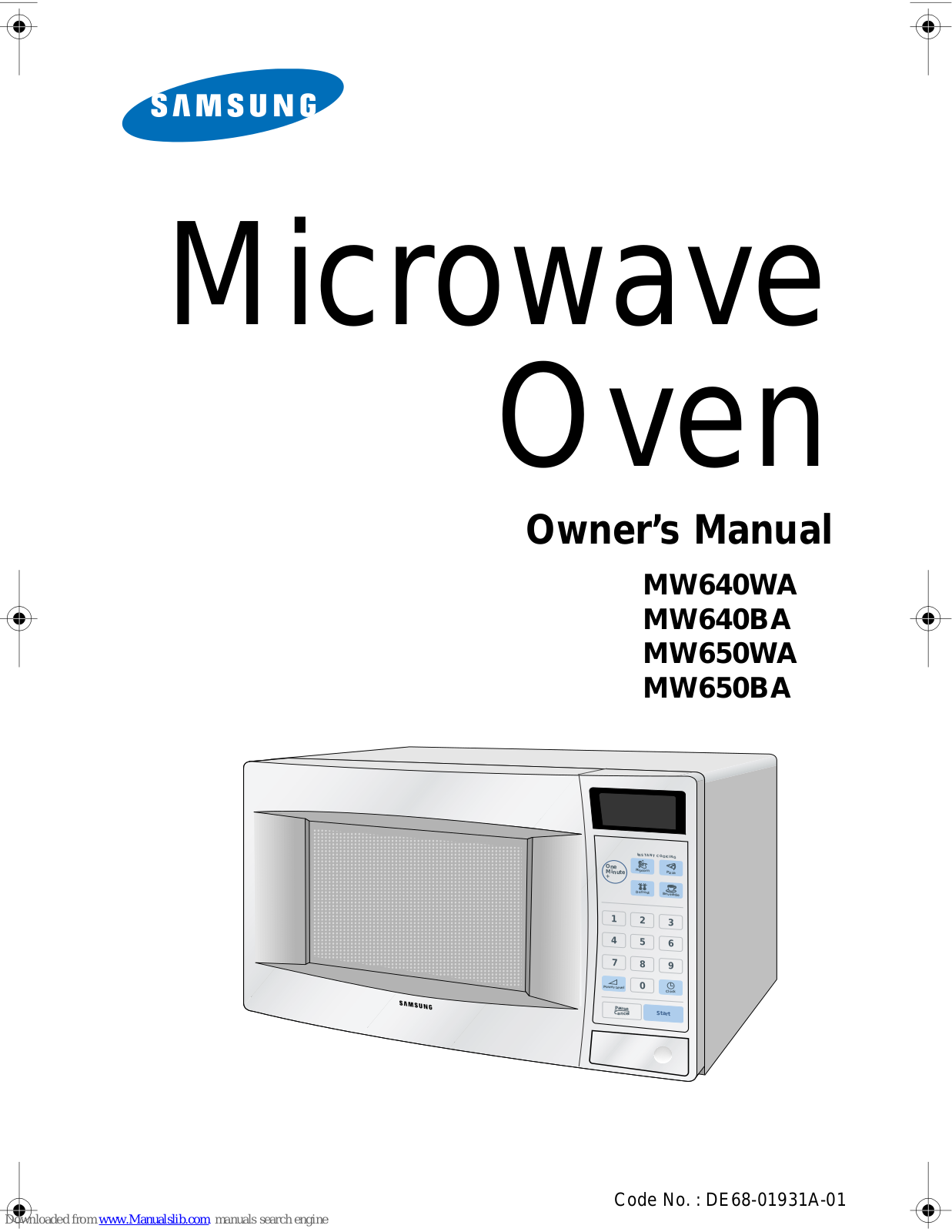 Samsung Model MW640WA, MW640BA, MW650WA, MW650BA Owner's Manual