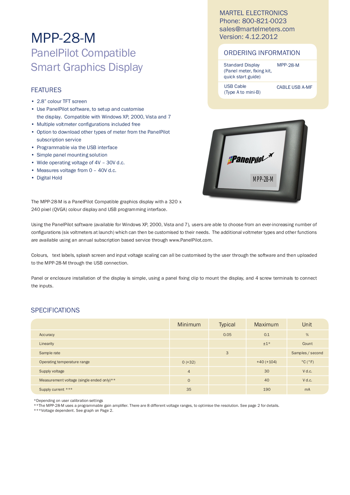 Martel Electronics MPP-28-M User Manual