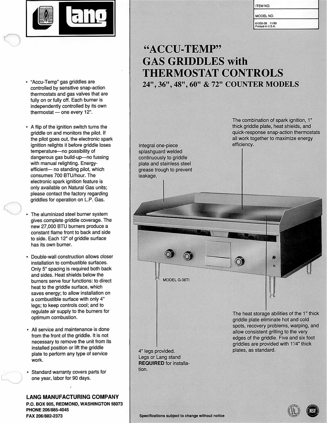 AccuTemp G48T Installation  Manual