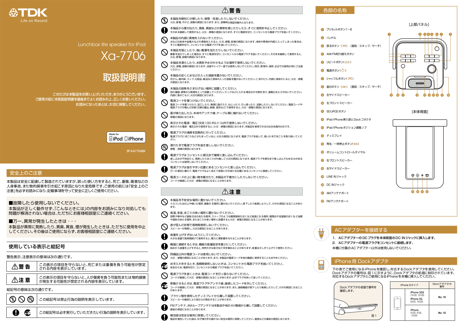 TDK XA-7706 User guide