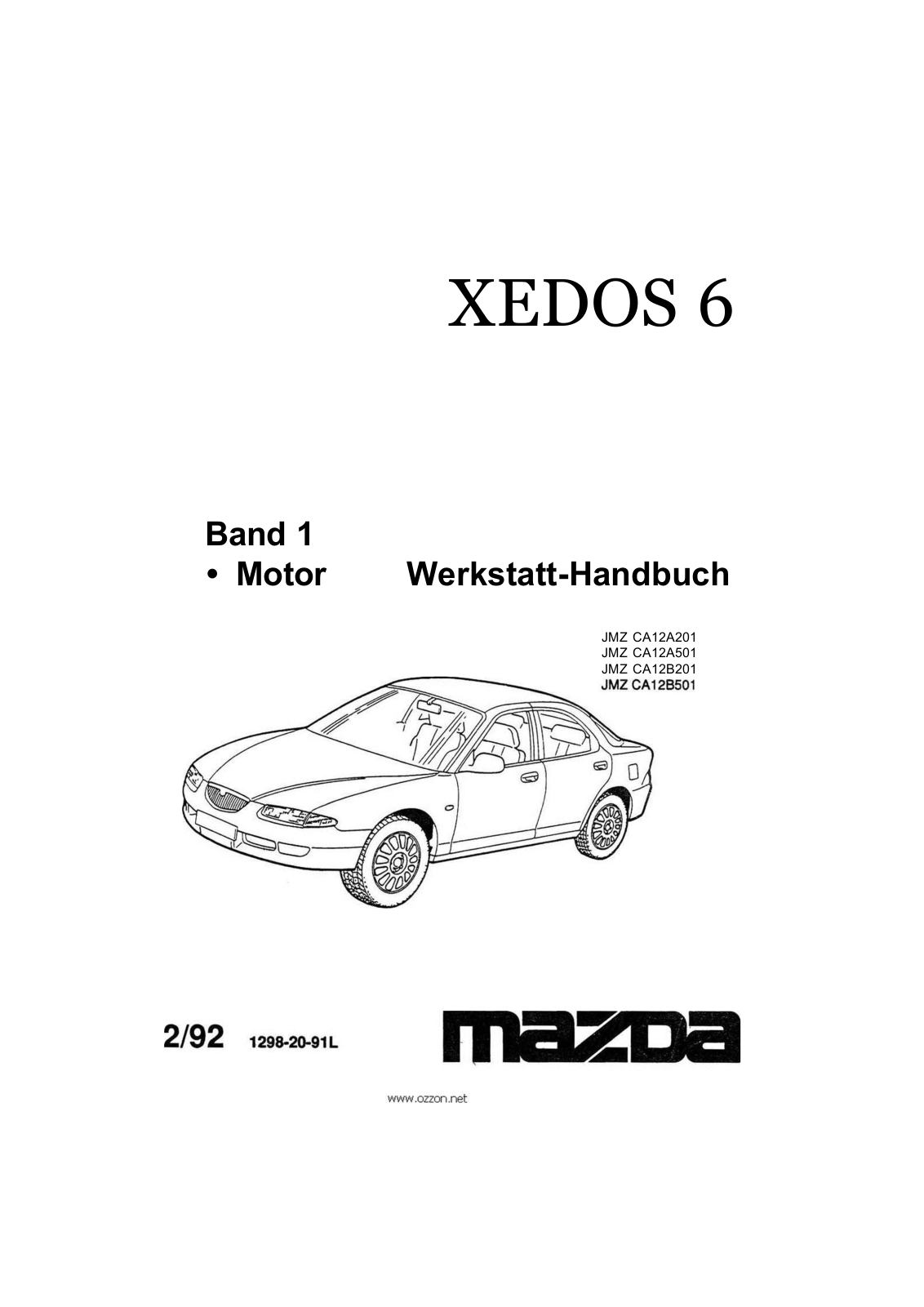 Mazda Xedos 1992 User Manual