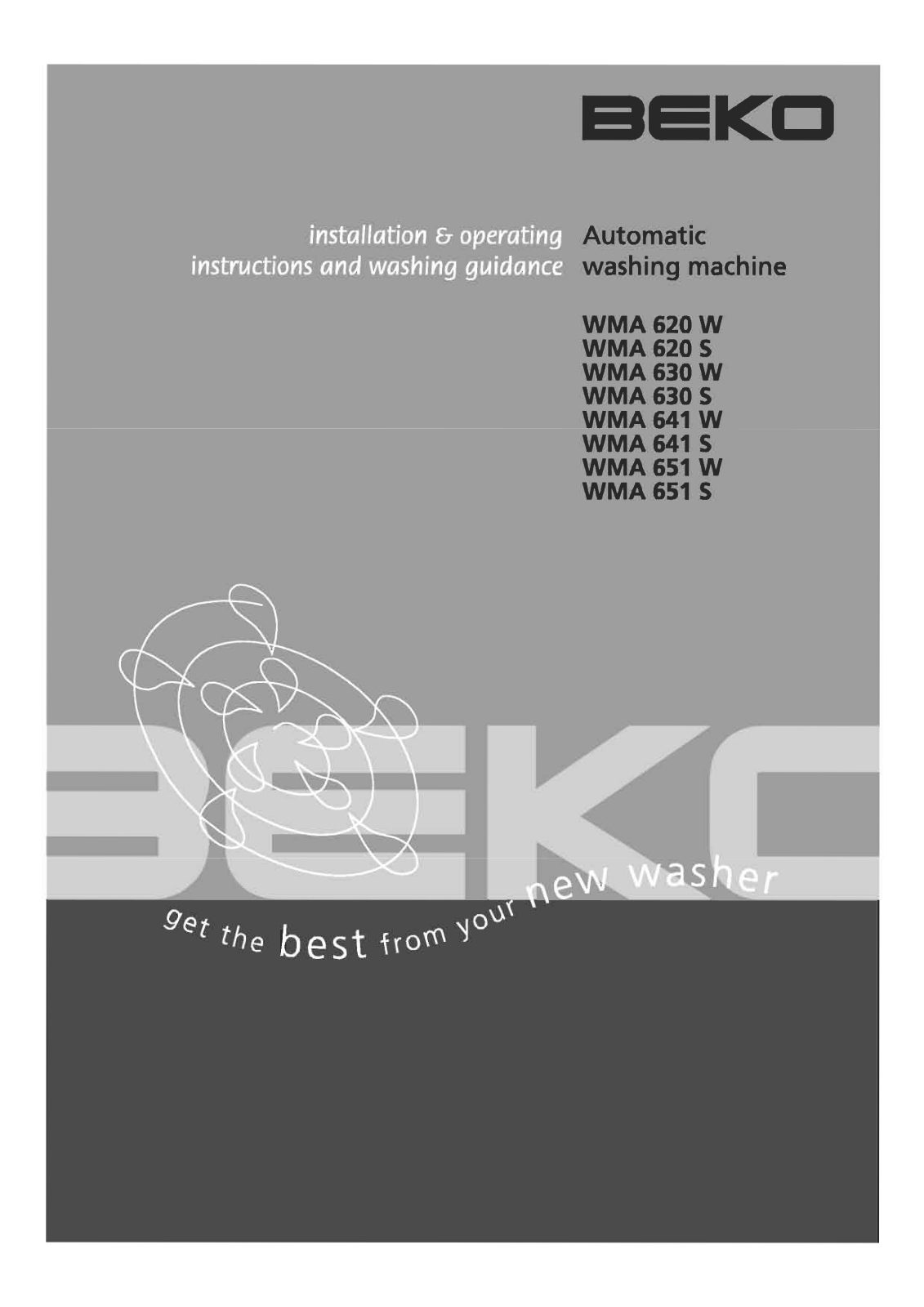 Beko WMA 651 S, WMA 620 W, WMA 641 S, WMA 630 W, WMA 641 W User Manual