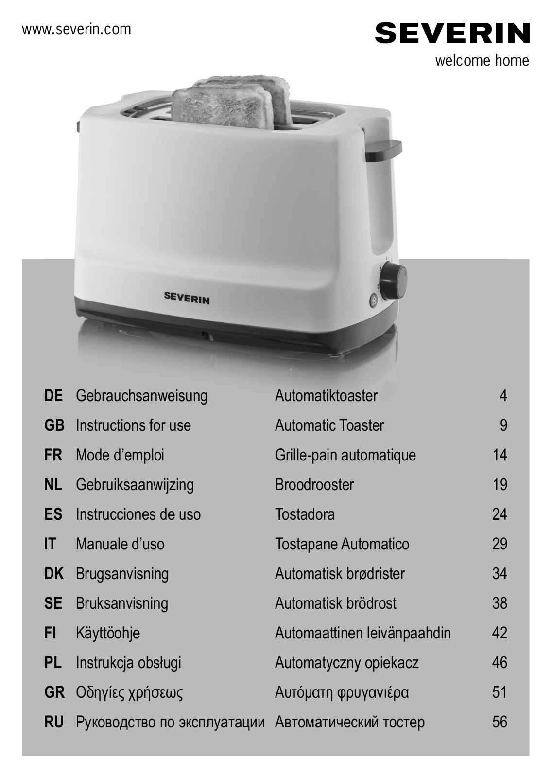 Severin AT 2281, AT 2284, AT 2289 User Manual