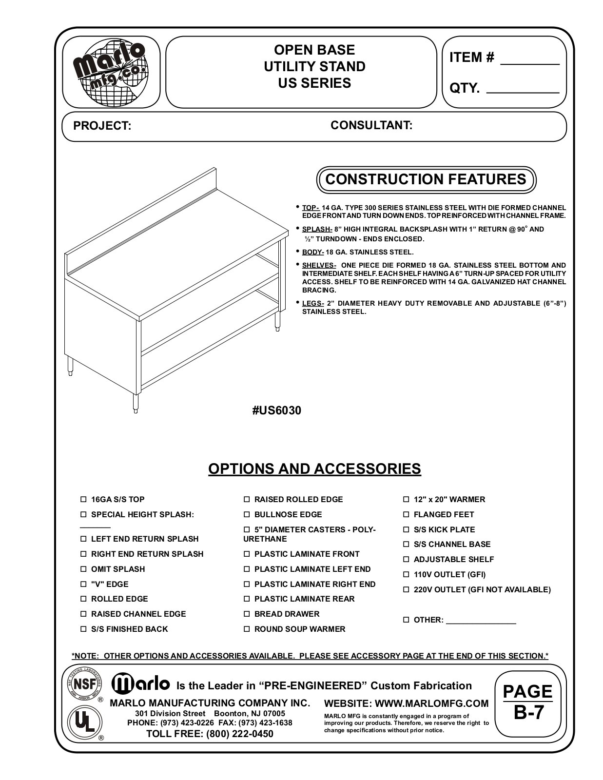 Marlo US10830 User Manual