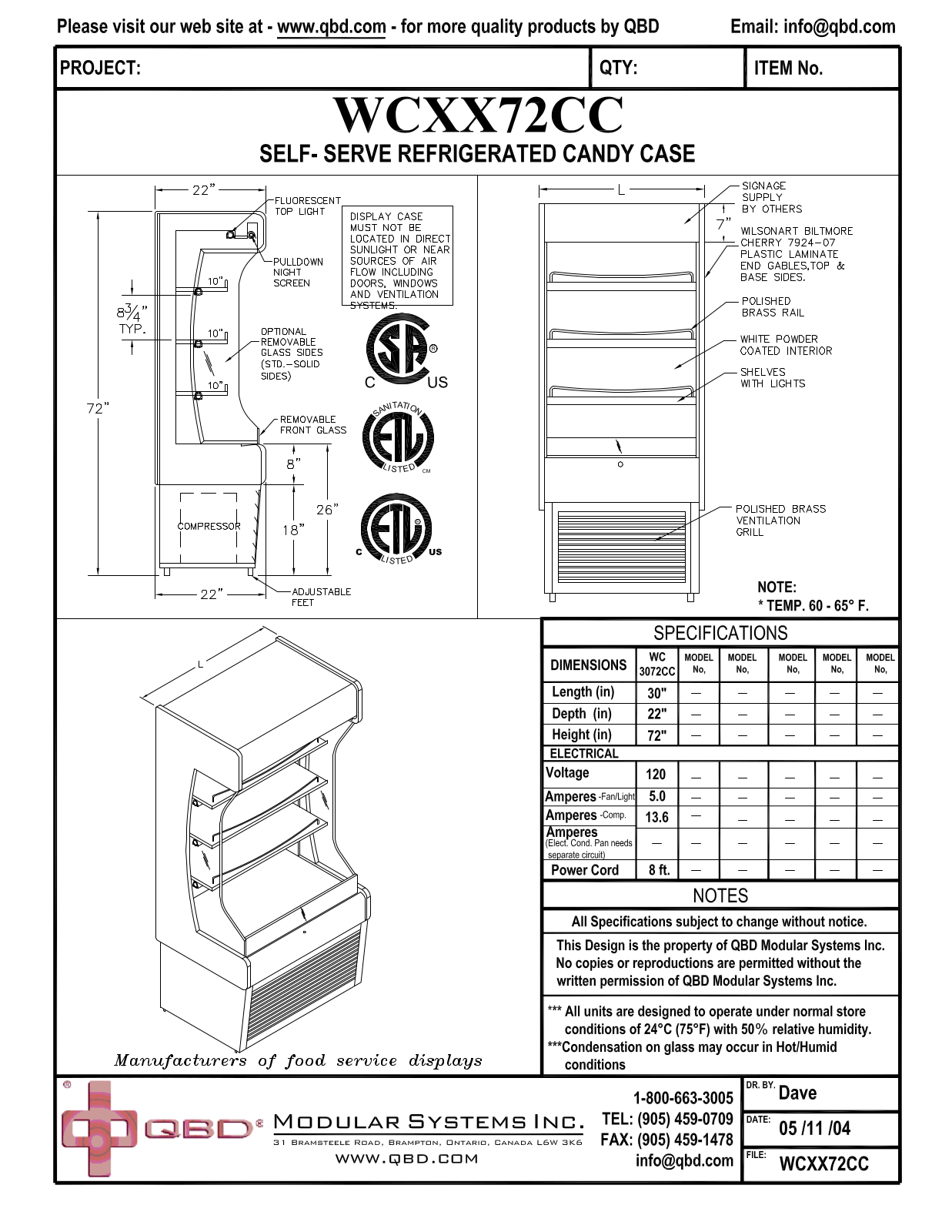 QBD WCXX72CC User Manual