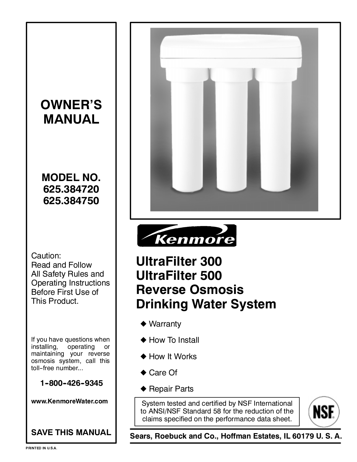 Kenmore 625.384750 User Manual