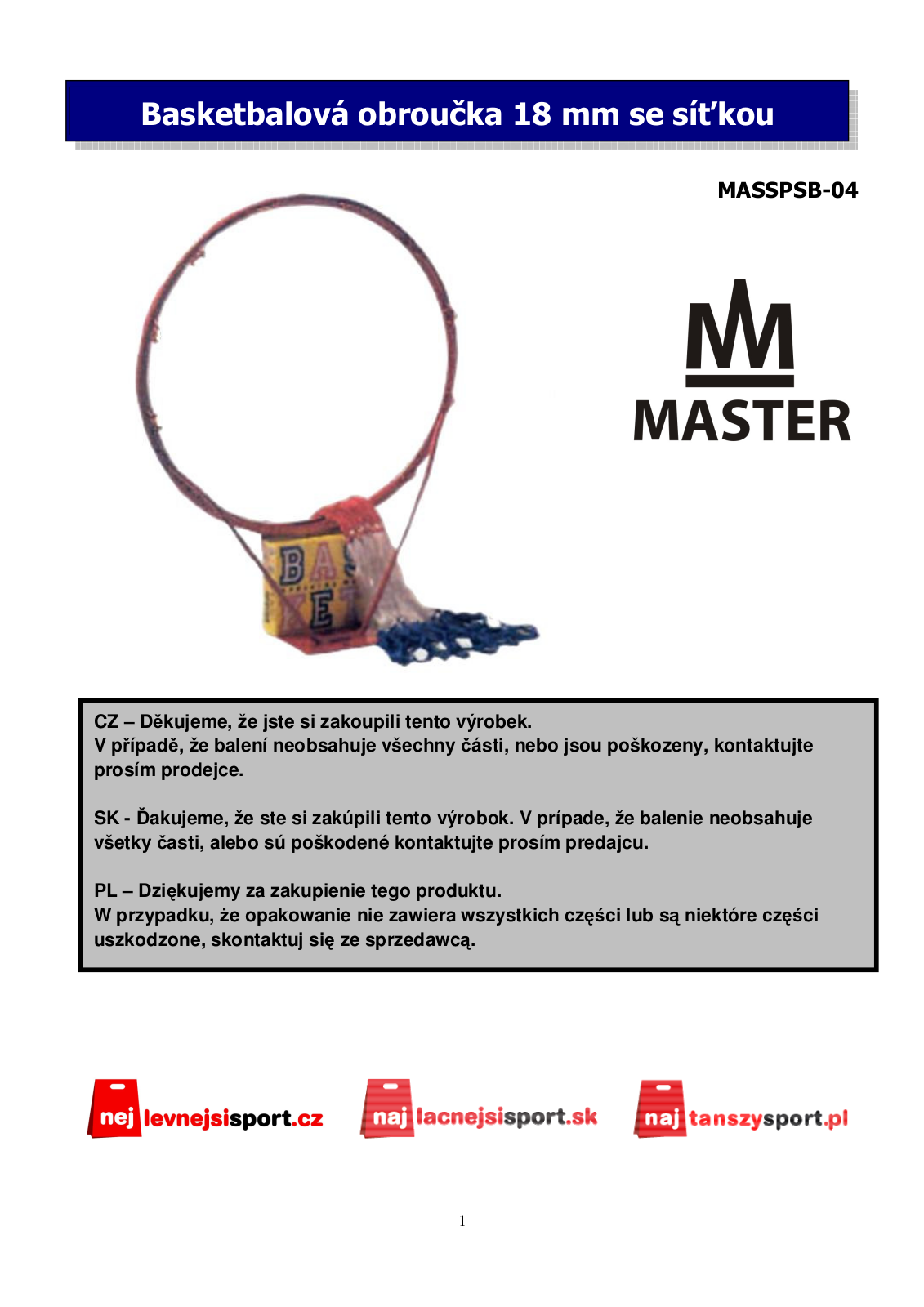 Master MASSPSB-04 User Manual