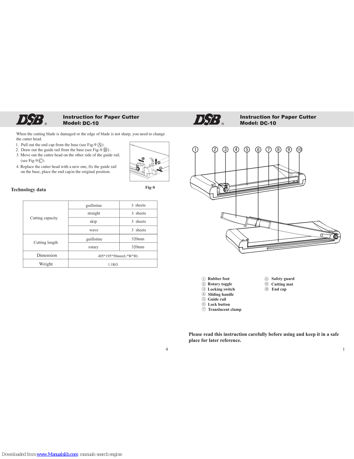 DSB DC-10 Instruction