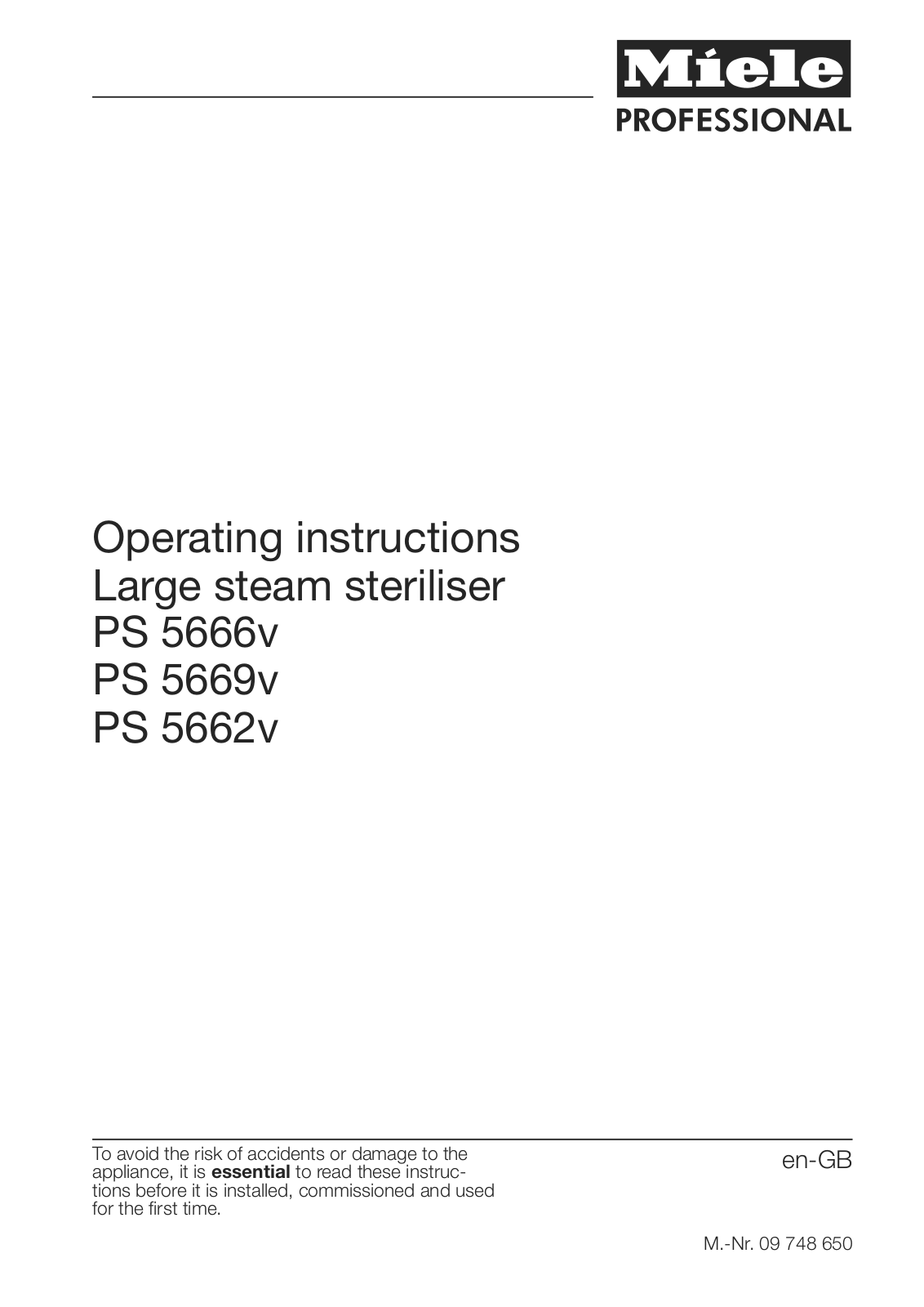 Miele PS 5666v, PS 5669v, PS 5662v Operating instructions