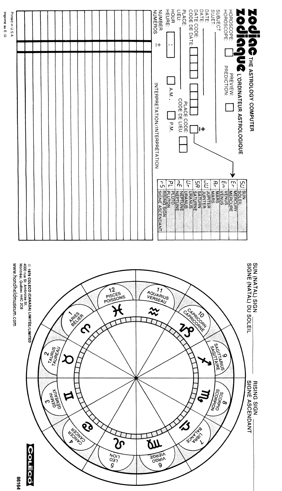 Coleco Zodiac User Guide