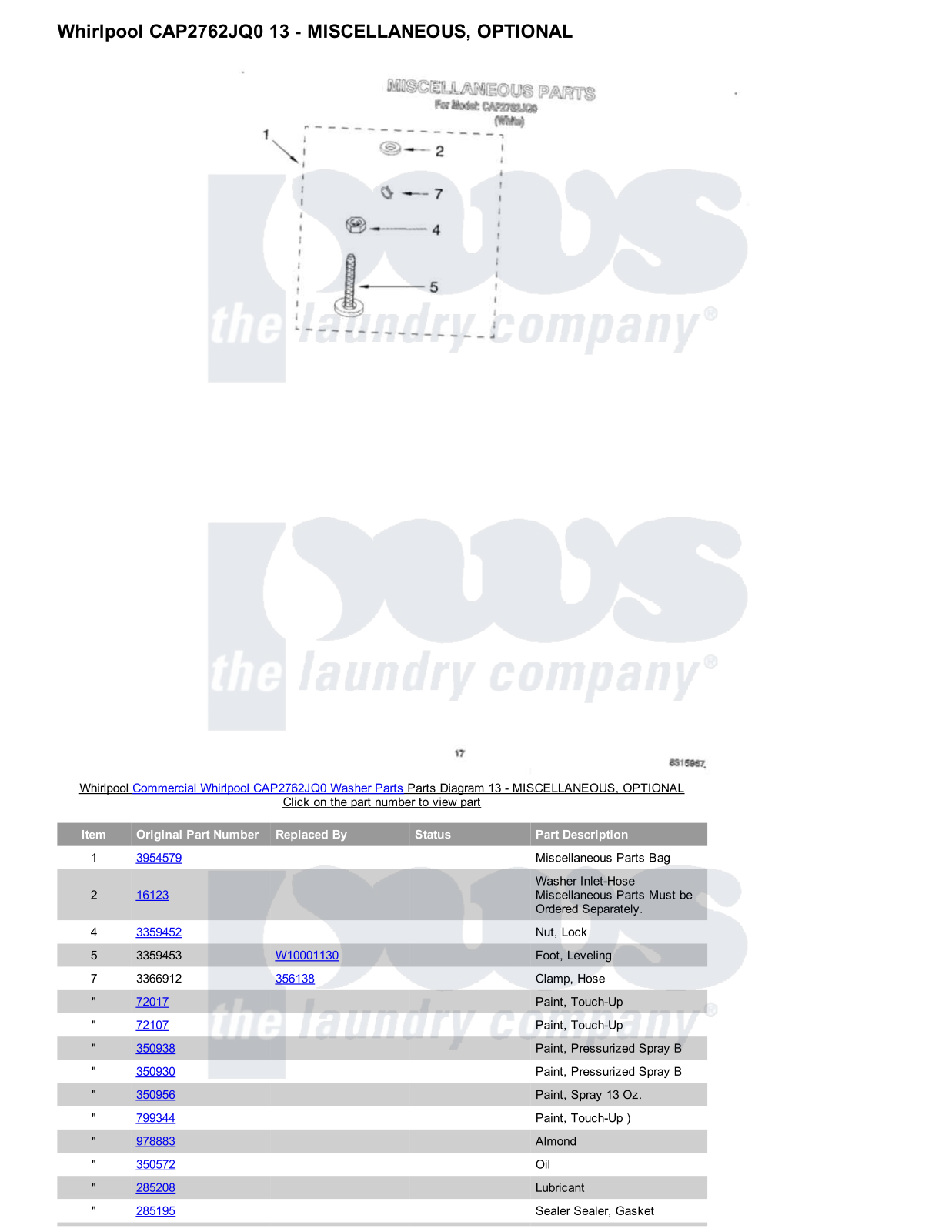 Whirlpool CAP2762JQ0 Parts Diagram