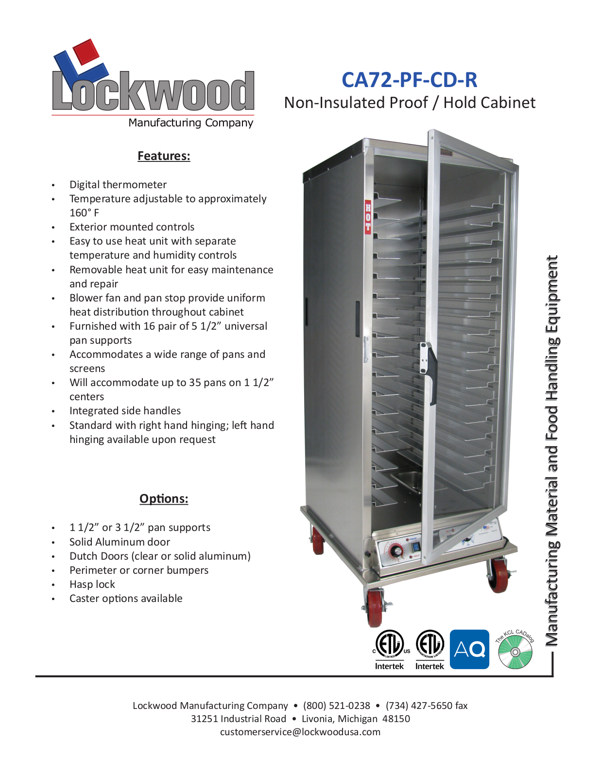 Lockwood CA72-PF-CD-R Specifications - ManualMachine.com