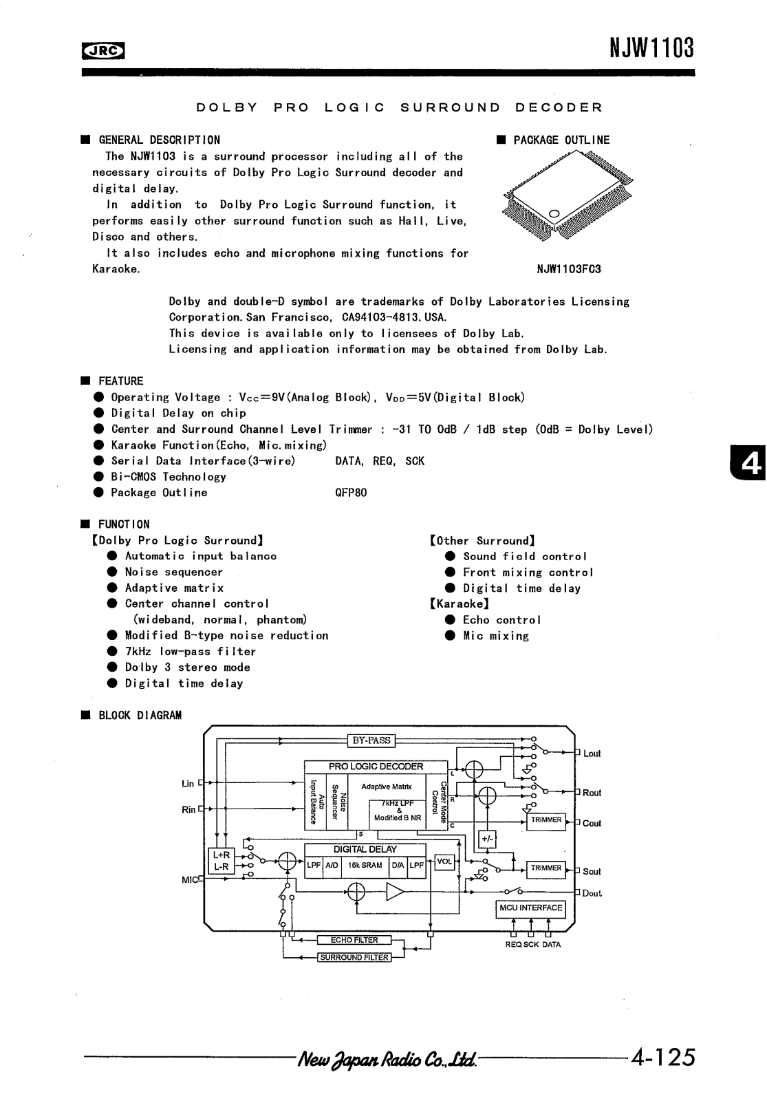 JRC NJW1103FC3 Datasheet