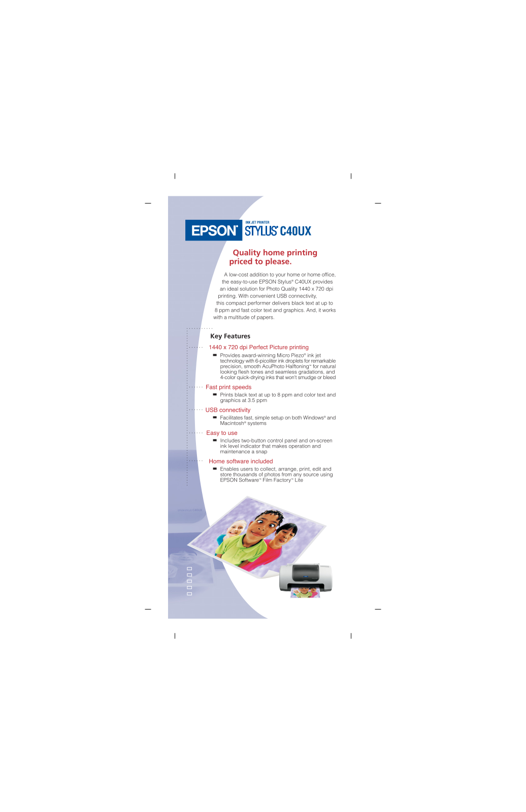 Epson Stylus C40S, Stylus C40UX Product Brochure