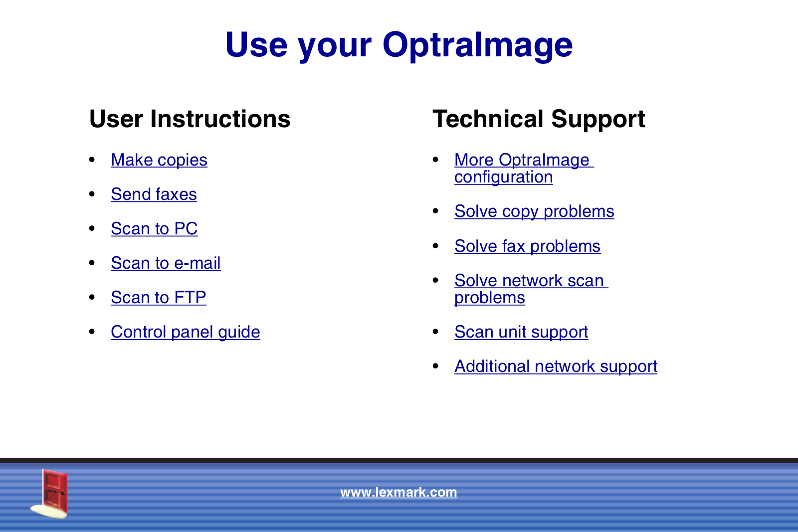 Lexmark OPTRAIMAGE 443/433, OPTRAIMAGE 433, OPTRAIMAGE 242, OPTRAIMAGE 232, OPTRAIMAGE 242/232 User Manual