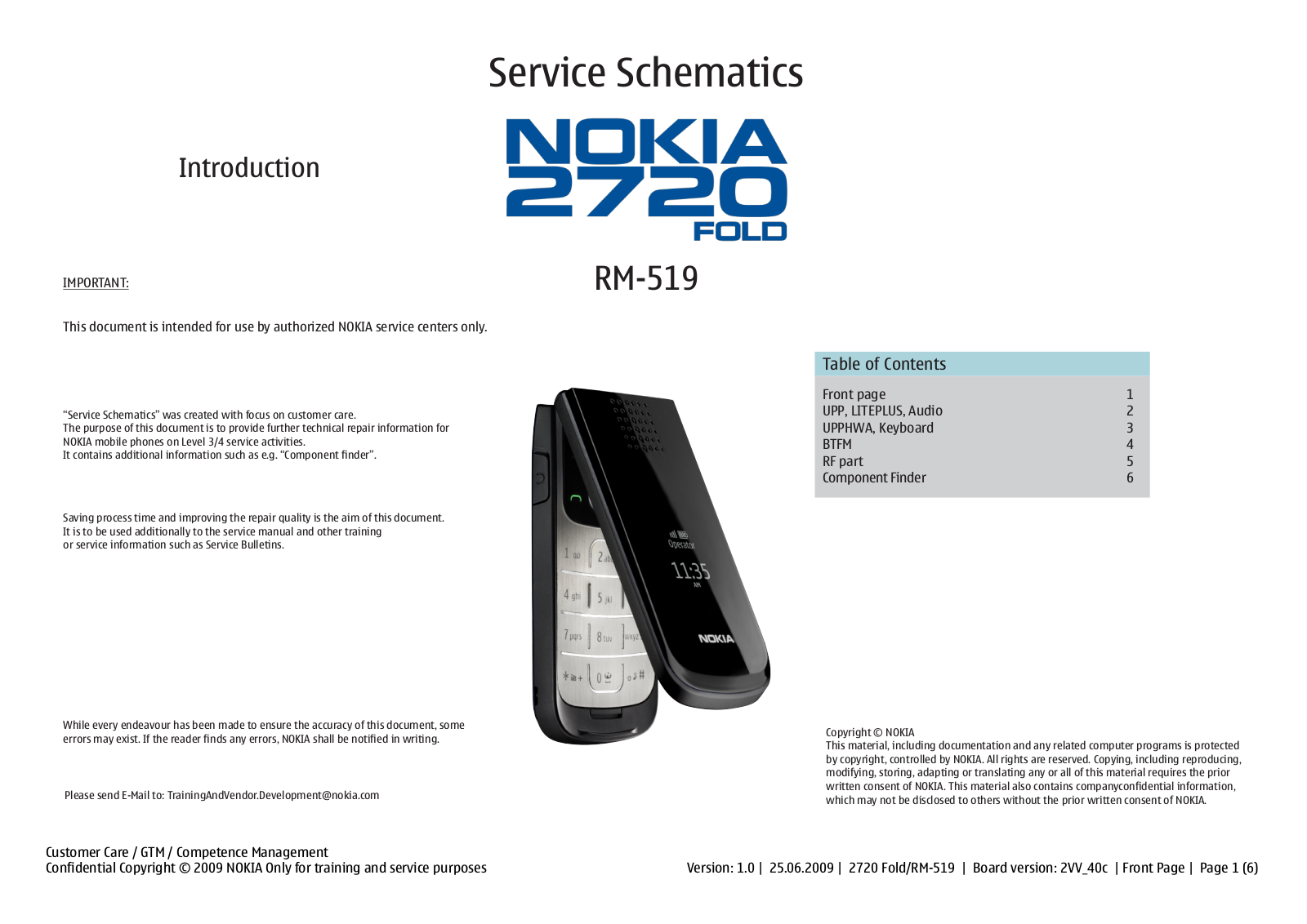 Nokia 2720 fold, RM-519 Schema