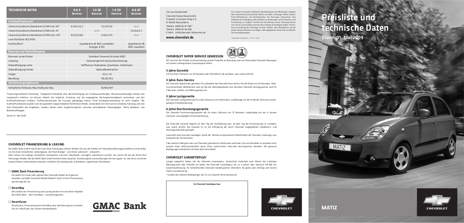 Chevrolet MATIZ TECHNICAL SPECIFICATIONS