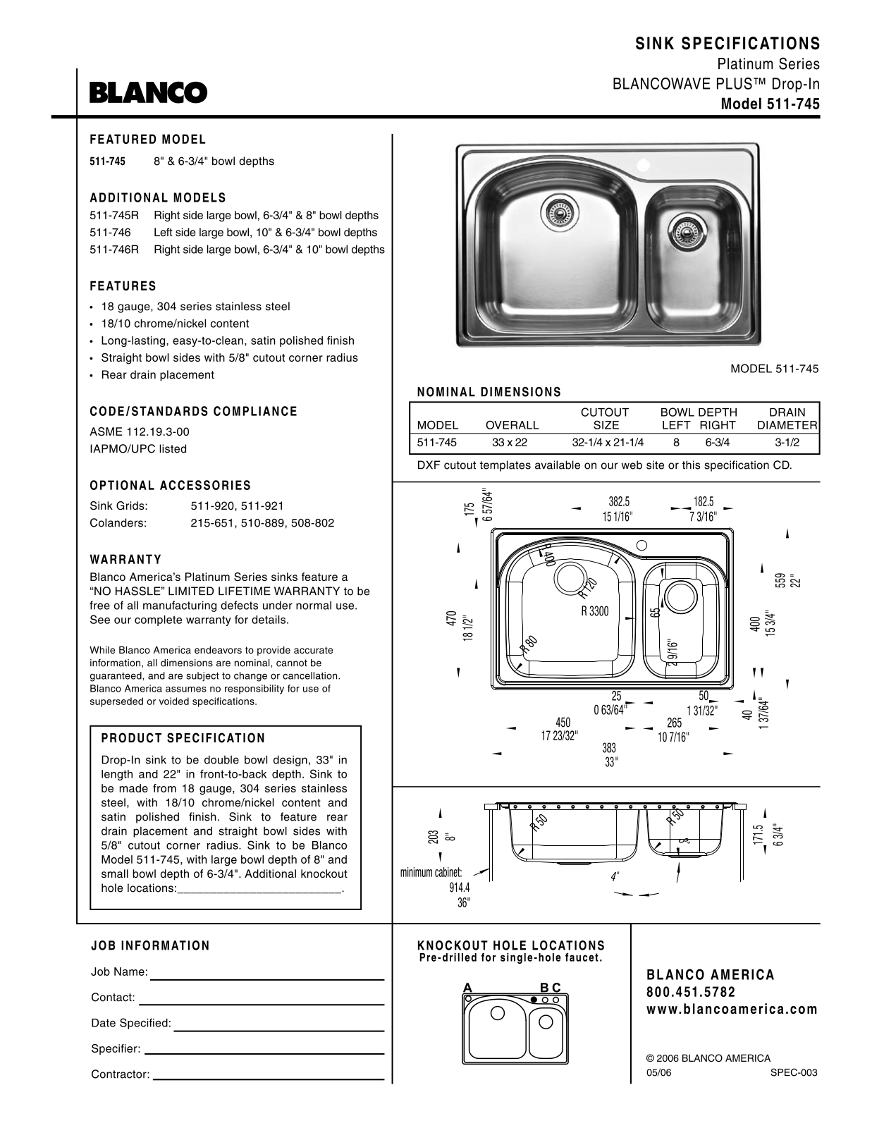 Blanco 511-745 User Manual