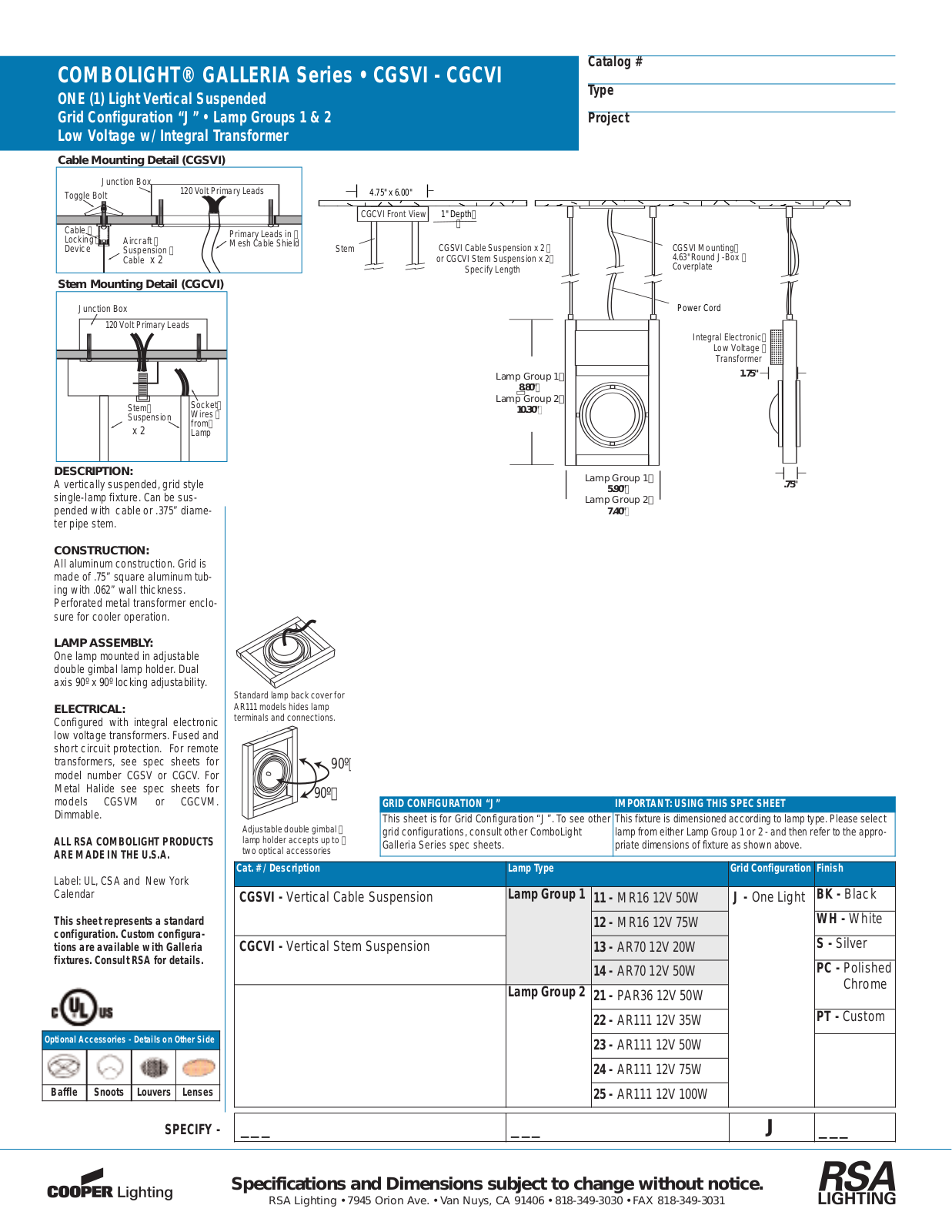 Cooper Lighting CGSVI - CGCVI User Manual